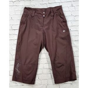Pearl Izumi Cycling Capri Pants Brown Flat Front Straight Leg WOMENS SZ LARGE